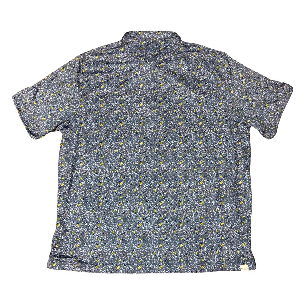 Puma Polo Shirt Mens 2XL Blue Floral Golf Performance Stretch Short Sleeve - Picture 3 of 7